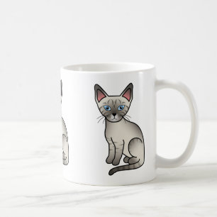 Taza De Café Ilustración de dibujos animados de gato siamés de