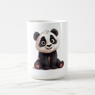 Taza De Café Ilustración de dibujos animados de oso panda senta