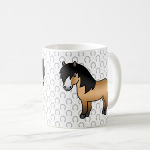 Taza De Café Ilustración de dibujos animados de poni Shetland c