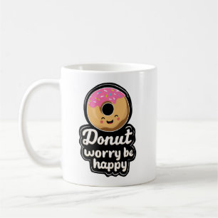 Taza De Café Ilustración de Donut Sonriente Adorable – “Donut W