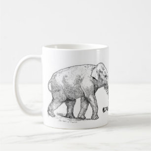 Taza De Café Ilustracion de elefantes de época