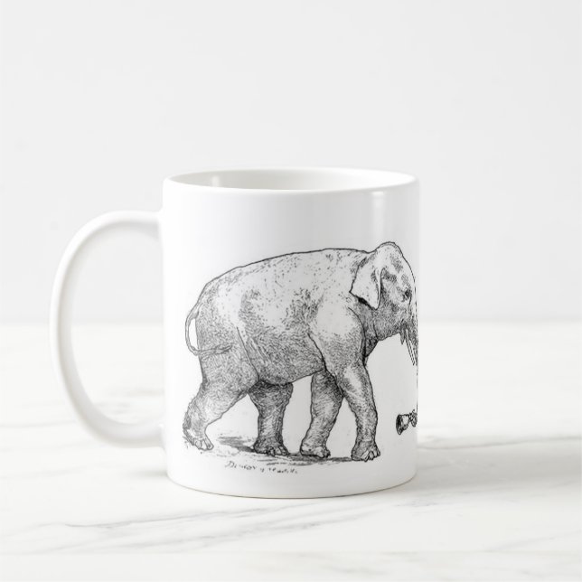 Taza De Café Ilustracion de elefantes de época (Izquierda)