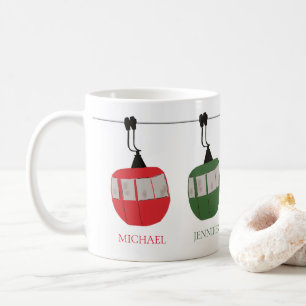 Taza De Café Ilustracion de elevador de esquí retro familiar pe