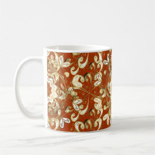 Taza De Café Ilustracion de época. Resto dorado sin foco