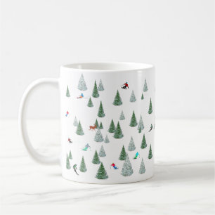 Taza De Café Ilustración de esquiadores en descenso