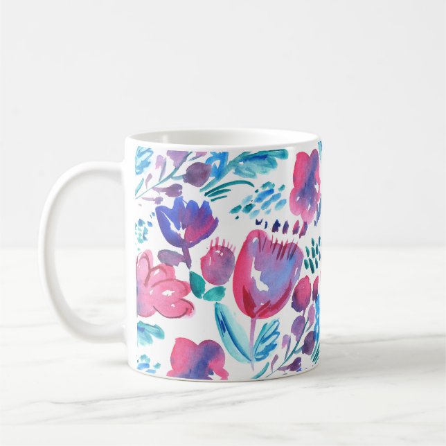 Taza De Café ilustracion de estilo boho floral rústico dibujado (Izquierda)
