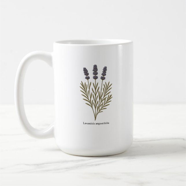 Taza De Café Ilustracion de flores de lavanda de época (Izquierda)