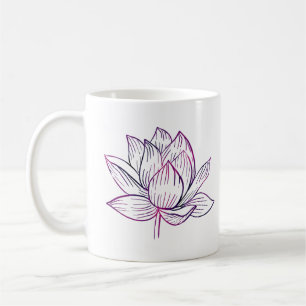 Taza De Café Ilustracion de flores de Lotus morado oscuro