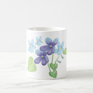 Taza De Café Ilustracion de flores violetas silvestres