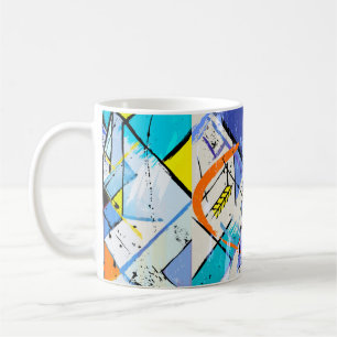 Taza De Café ilustracion de fondo abstracto, con trazos, sp