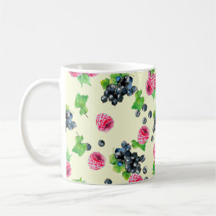 Taza De Café Ilustración de frambuesa y acuarela negra