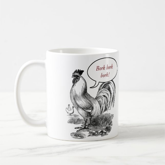 Taza De Café Ilustracion de gallo de época (Izquierda)