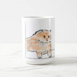 Taza De Café Ilustración de gato adorable en acuarela