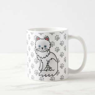 Taza De Café Ilustración de gato de dibujos animados blanco per
