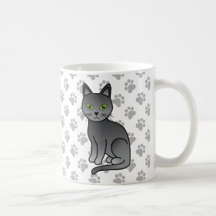 Taza De Café Ilustración de gato de dibujos animados lindo Russ