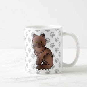 Taza De Café Ilustración de gato de dibujos animados persa de c
