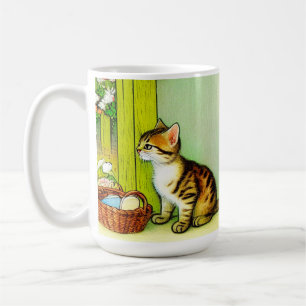 Taza De Café Ilustracion de gato de tabby de época