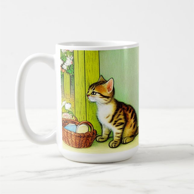 Taza De Café Ilustracion de gato de tabby de época (Izquierda)