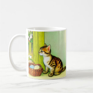 Taza De Café Ilustracion de gato de tabby de época