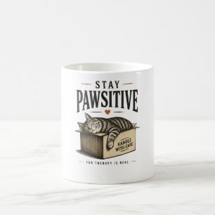 Taza De Café Ilustración de gato lindo mantén positiva