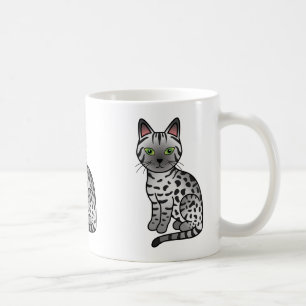 Taza De Café Ilustración de gato Mau egipcio plateado