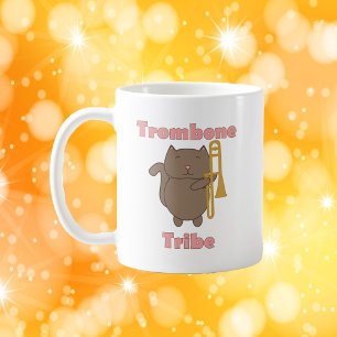 Taza De Café Ilustración de gato trombón lindo Tribu del trombó