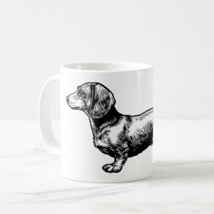 Taza De Café Ilustración de grabado vintage de Dachshund
