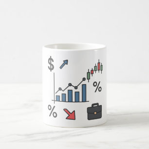 Taza De Café Ilustracion de gráficos y gráficos financieros
