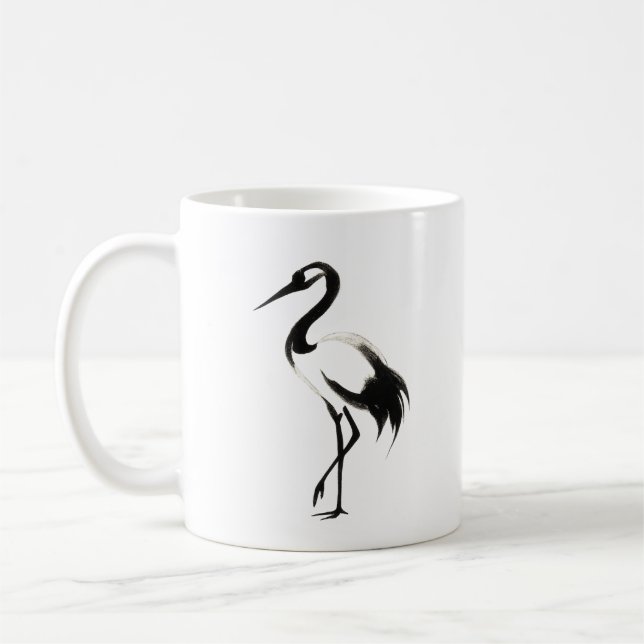 Taza De Café Ilustracion de grúa de tinta - Zen Coffee Mug (Izquierda)