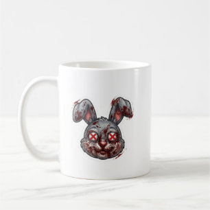 Taza De Café Ilustración de Halloween de conejo zombie sangrien