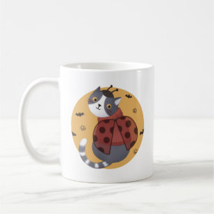 Taza De Café Ilustracion de Halloween: Gato de Bicho Ladybug
