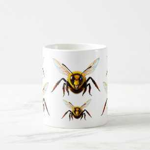 Taza De Café Ilustración de insecto con patrón de abeja