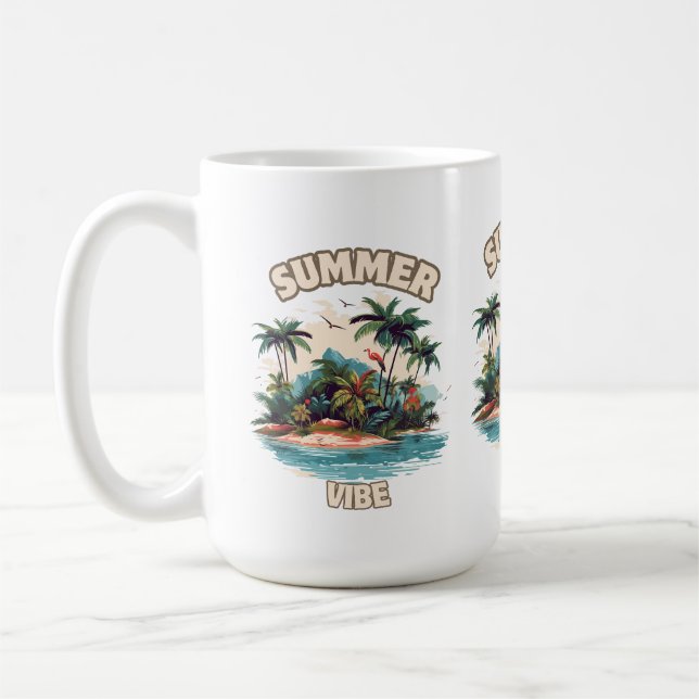 Taza De Café Ilustracion de Isla Tropical de Summer Vibe (Izquierda)