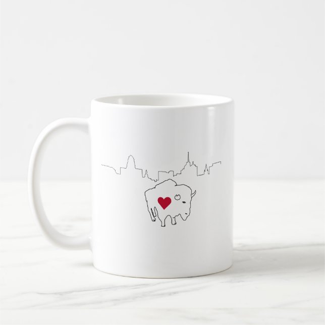 Taza De Café Ilustracion de la línea aérea de búfalo Café Mug (Izquierda)