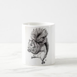 Taza De Café Ilustracion de la tinta de la ardilla