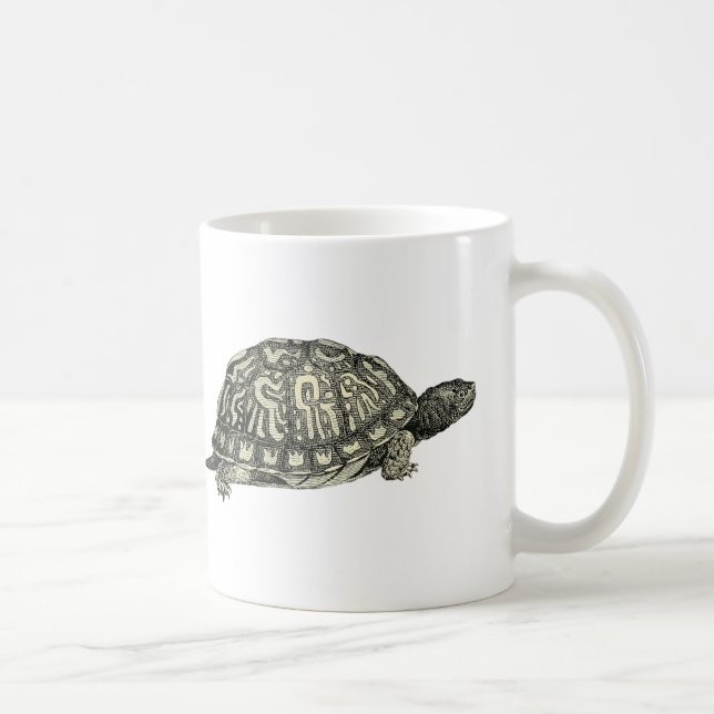 Taza De Café Ilustracion de la tortuga del vintage (Derecha)