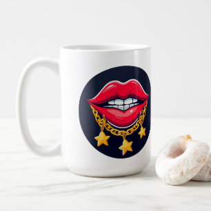 Taza De Café Ilustración de Labios Brillantes