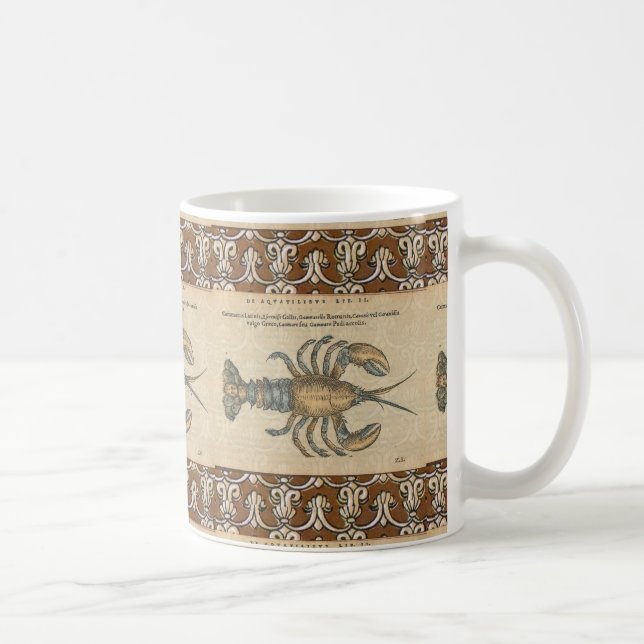 Taza De Café Ilustracion de langosta Antique Maine (Derecha)