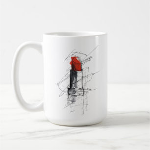 Taza De Café Ilustracion de lápiz labial rojo - maquillaje Mini