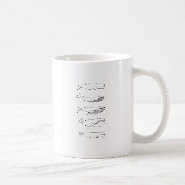 Taza De Café Ilustracion de las ballenas (línea arte) (Derecha)