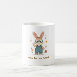 Taza De Café Ilustración de lindo granjero de conejos con gafas