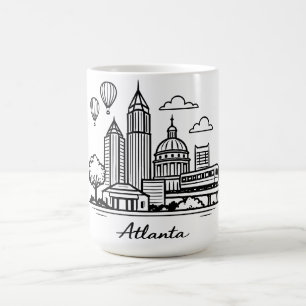 Taza De Café Ilustración de línea negra de Atlanta