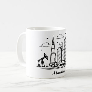 Taza De Café Ilustración de línea negra Houston