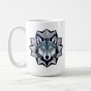 Taza De Café Ilustración de Lobo Geométrico