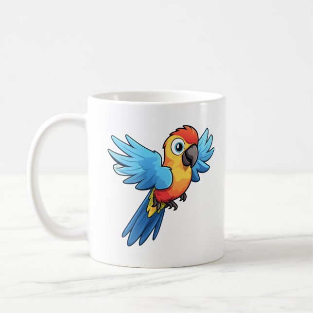 Taza De Café ilustracion de loro personalizado (Izquierda)