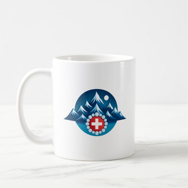 Taza De Café Ilustración de los Alpes suizos (Izquierda)
