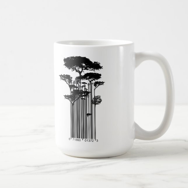 Taza De Café Ilustracion de los árboles del código de barras (Derecha)