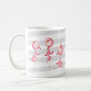 Taza De Café Ilustracion de los flamencos rosados