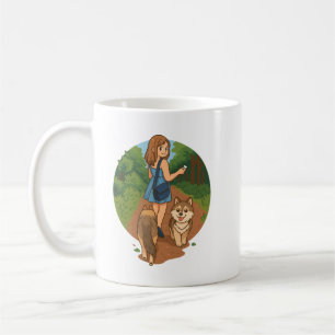 Taza De Café Ilustración de mamá de perro lindo caminando cacho