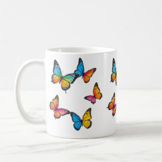 Taza De Café Ilustracion de mariposa colorida